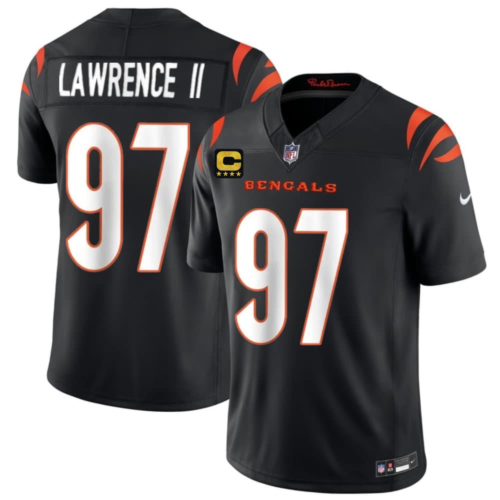 Men's Cincinnati Bengals #97 Dexter Lawrence II Black 2026 4-Star C Patch Vapor F.U.S.E. Untouchable Limited Jersey