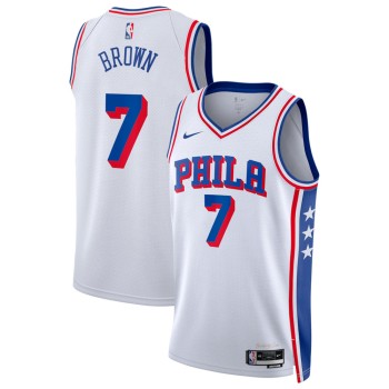 Men's Philadelphia 76ers #7 Jaylen Brown Nike White Swingman Association Edition Jersey