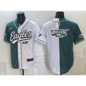 Youth Philadelphia Eagles Green Split Cool Base Stitched Baseball Jersey