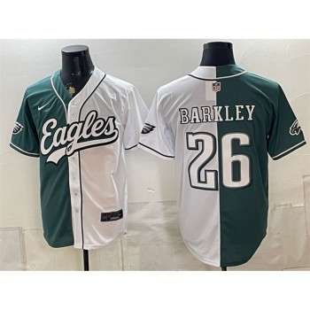 Men's Philadelphia Eagles #26 Saquon Barkley Green Split Stitched Jersey Men's Philadelphia Eagles #26 Saquon Barkley Green Split Stitched Jersey