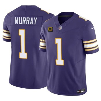 Men's Minnesota Vikings #1 Kyler Murray Purple 2026 4-Star C Patch Throwback Vapor F.U.S.E. Untouchable Limited Jersey