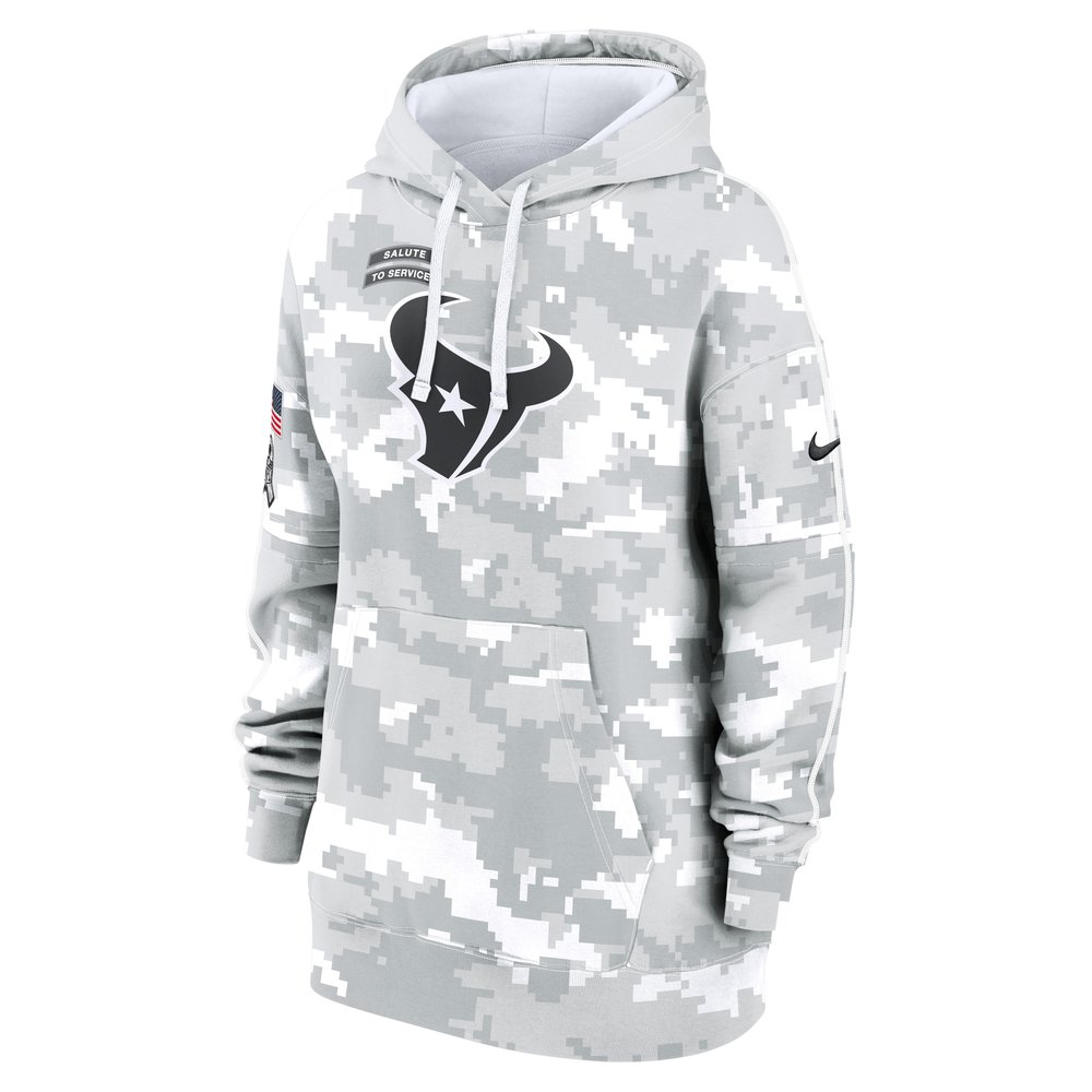 Women's Houston Texans Arctic Camo 2024 Salute To Service Club Fleece Pullover Hoodie