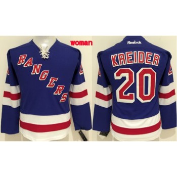 Rangers #20 Chris Kreider Blue Women's Home Stitched NHL Jersey