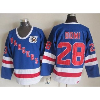 Rangers #28 Tie Domi Blue CCM 75TH Stitched NHL Jersey Rangers #28 Tie Domi Blue CCM 75TH Stitched NHL Jersey