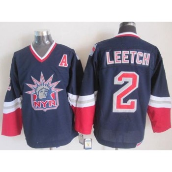 Rangers #2 Brian Leetch Navy Blue CCM Statue of Liberty Stitched NHL Jersey