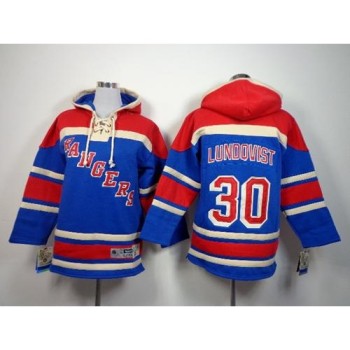 Rangers #30 Henrik Lundqvist Blue Sawyer Hooded Sweatshirt Stitched Youth NHL Jersey