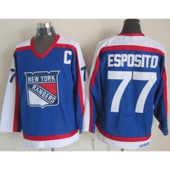 Rangers #77 Phil Esposito Blue/White CCM Throwback Stitched NHL Jersey Rangers #77 Phil Esposito Blue/White CCM Throwback Stitched NHL Jersey