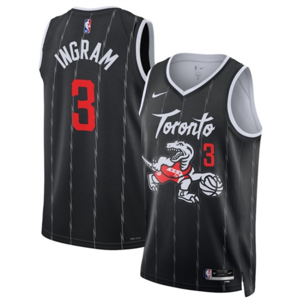 Men's Toronto Raptors #3 Brandon Ingram Black 2025/26 City Edition Stitched Basketball Jersey