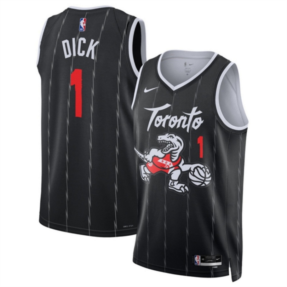 Men's Toronto Raptors #1 Gradey Dick Black 2025/26 City Edition Stitched Basketball Jersey
