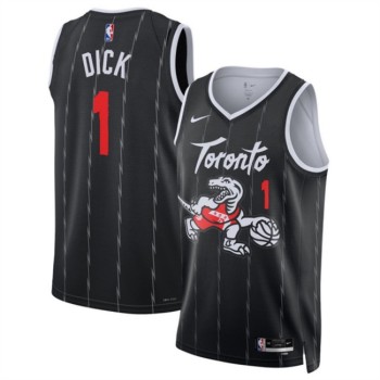 Men's Toronto Raptors #1 Gradey Dick Black 2025/26 City Edition Stitched Basketball Jersey