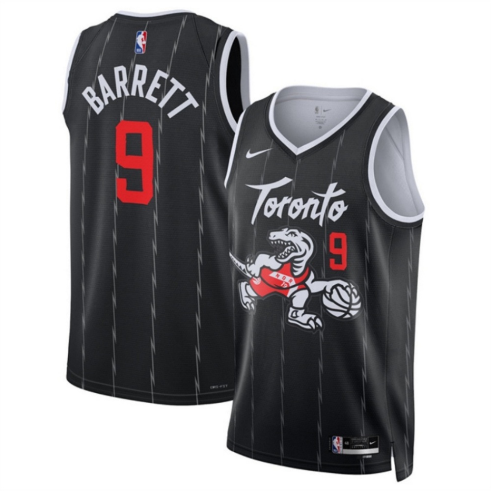 Men's Toronto Raptors #9 RJ Barrett Black 2025/26 City Edition Stitched Basketball Jersey