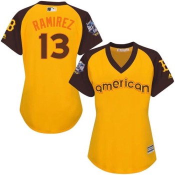 Red Sox #13 Hanley Ramirez Gold 2016 All-Star American League Women's Stitched MLB Jersey Red Sox #13 Hanley Ramirez Gold 2016 All-Star American League Women's Stitched MLB Jersey