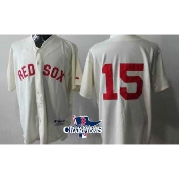 Red Sox #15 Dustin Pedroia Cream Cool Base 2013 World Series Champions Patch Stitched MLB Jersey Red Sox #15 Dustin Pedroia Cream Cool Base 2013 World Series Champions Patch Stitched MLB Jersey