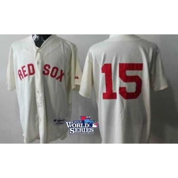 Red Sox #15 Dustin Pedroia Cream Cool Base 2013 World Series Patch Stitched MLB Jersey Red Sox #15 Dustin Pedroia Cream Cool Base 2013 World Series Patch Stitched MLB Jersey