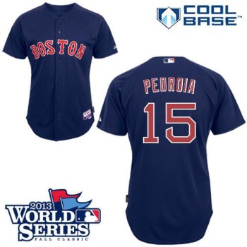 Red Sox #15 Dustin Pedroia Dark Blue Cool Base 2013 World Series Patch Stitched MLB Jersey Red Sox #15 Dustin Pedroia Dark Blue Cool Base 2013 World Series Patch Stitched MLB Jersey