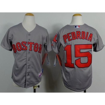 Red Sox #15 Dustin Pedroia Grey Cool Base Stitched Youth MLB Jersey Red Sox #15 Dustin Pedroia Grey Cool Base Stitched Youth MLB Jersey