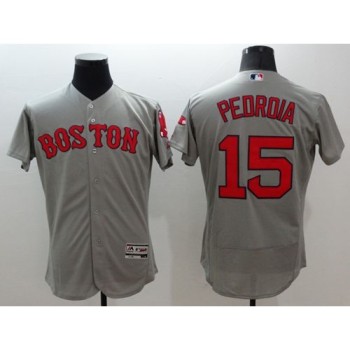 Red Sox #15 Dustin Pedroia Grey Flexbase Authentic Collection Stitched MLB Jersey Red Sox #15 Dustin Pedroia Grey Flexbase Authentic Collection Stitched MLB Jersey