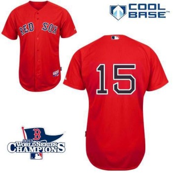 Red Sox #15 Dustin Pedroia Red Cool Base 2013 World Series Champions Patch Stitched MLB Jersey Red Sox #15 Dustin Pedroia Red Cool Base 2013 World Series Champions Patch Stitched MLB Jersey