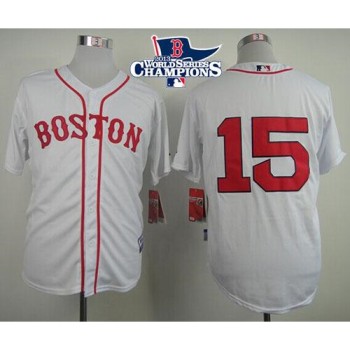 Red Sox #15 Dustin Pedroia White Cool Base 2013 World Series Champions Patch Stitched MLB Jersey Red Sox #15 Dustin Pedroia White Cool Base 2013 World Series Champions Patch Stitched MLB Jersey
