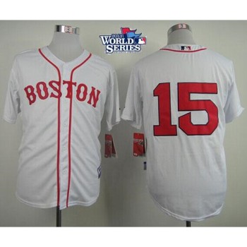 Red Sox #15 Dustin Pedroia White Cool Base 2013 World Series Patch Stitched MLB Jersey Red Sox #15 Dustin Pedroia White Cool Base 2013 World Series Patch Stitched MLB Jersey
