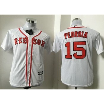 Red Sox #15 Dustin Pedroia White Cool Base Stitched Youth MLB Jersey Red Sox #15 Dustin Pedroia White Cool Base Stitched Youth MLB Jersey