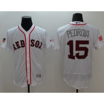 Red Sox #15 Dustin Pedroia White Fashion Stars & Stripes Flexbase Authentic Stitched MLB Jersey Red Sox #15 Dustin Pedroia White Fashion Stars & Stripes Flexbase Authentic Stitched MLB Jersey