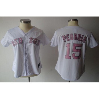 Red Sox #15 Dustin Pedroia White Pink No. Women's Fashion Stitched MLB Jersey Red Sox #15 Dustin Pedroia White Pink No. Women's Fashion Stitched MLB Jersey