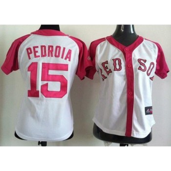 Red Sox #15 Dustin Pedroia White/Pink Women's Splash Fashion Stitched MLB Jersey Red Sox #15 Dustin Pedroia White/Pink Women's Splash Fashion Stitched MLB Jersey