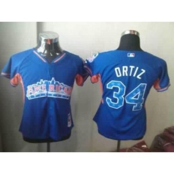 Red Sox #34 David Ortiz Blue 2013 All-Star Women's Stitched MLB Jersey Red Sox #34 David Ortiz Blue 2013 All-Star Women's Stitched MLB Jersey