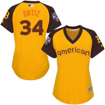 Red Sox #34 David Ortiz Gold 2016 All-Star American League Women's Stitched MLB Jersey Red Sox #34 David Ortiz Gold 2016 All-Star American League Women's Stitched MLB Jersey
