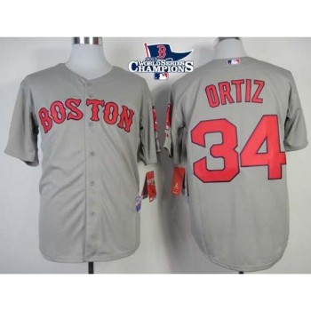 Red Sox #34 David Ortiz Grey Cool Base 2013 World Series Champions Patch Stitched MLB Jersey Red Sox #34 David Ortiz Grey Cool Base 2013 World Series Champions Patch Stitched MLB Jersey