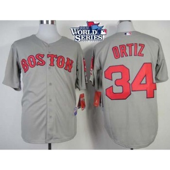 Red Sox #34 David Ortiz Grey Cool Base 2013 World Series Patch Stitched MLB Jersey Red Sox #34 David Ortiz Grey Cool Base 2013 World Series Patch Stitched MLB Jersey