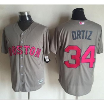 Red Sox #34 David Ortiz Grey New Cool Base 2016 Mother's Day Stitched MLB Jersey Red Sox #34 David Ortiz Grey New Cool Base 2016 Mother's Day Stitched MLB Jersey