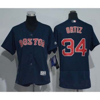 Red Sox #34 David Ortiz Navy Blue Flexbase Authentic Women's Stitched MLB Jersey Red Sox #34 David Ortiz Navy Blue Flexbase Authentic Women's Stitched MLB Jersey