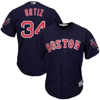 Red Sox #34 David Ortiz Navy Blue New Cool Base with Retirement Patch Stitched MLB Jersey Red Sox #34 David Ortiz Navy Blue New Cool Base with Retirement Patch Stitched MLB Jersey