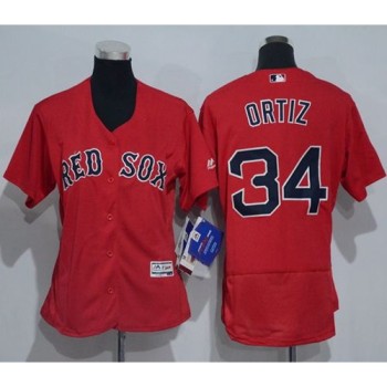 Red Sox #34 David Ortiz Red Flexbase Authentic Women's Stitched MLB Jersey Red Sox #34 David Ortiz Red Flexbase Authentic Women's Stitched MLB Jersey
