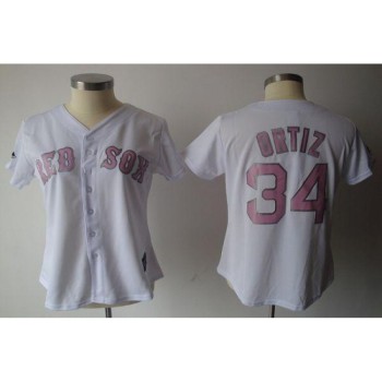 Red Sox #34 David Ortiz White Pink No. Women's Fashion Stitched MLB Jersey Red Sox #34 David Ortiz White Pink No. Women's Fashion Stitched MLB Jersey