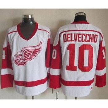 Red Wings #10 Alex Delvecchio White CCM Throwback Stitched NHL Jersey Red Wings #10 Alex Delvecchio White CCM Throwback Stitched NHL Jersey