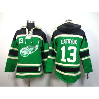 Red Wings #13 Pavel Datsyuk Green St. Patrick's Day McNary Lace Hoodie Stitched NHL Jersey Red Wings #13 Pavel Datsyuk Green St. Patrick's Day McNary Lace Hoodie Stitched NHL Jersey