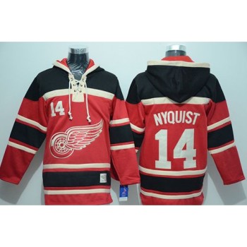 Red Wings #14 Gustav Nyquist Red Sawyer Hooded Sweatshirt Stitched NHL Jersey Red Wings #14 Gustav Nyquist Red Sawyer Hooded Sweatshirt Stitched NHL Jersey