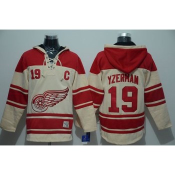 Red Wings #19 Steve Yzerman Cream Sawyer Hooded Sweatshirt Stitched NHL Jersey Red Wings #19 Steve Yzerman Cream Sawyer Hooded Sweatshirt Stitched NHL Jersey