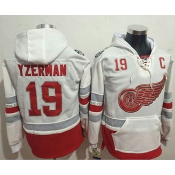 Red Wings #19 Steve Yzerman White Name & Number Pullover NHL Hoodie