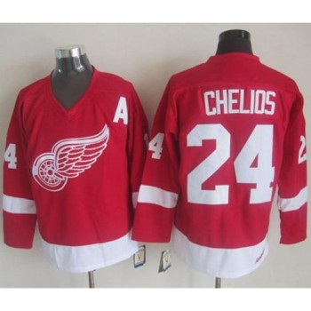 Red Wings #24 Chris Chelios Red CCM Throwback Stitched NHL Jersey Red Wings #24 Chris Chelios Red CCM Throwback Stitched NHL Jersey