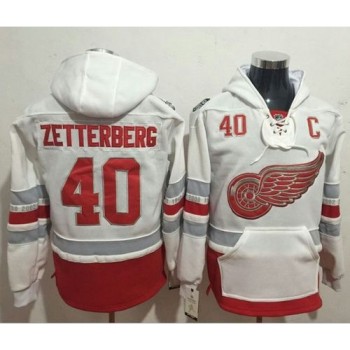Red Wings #40 Henrik Zetterberg White Name & Number Pullover NHL Hoodie Red Wings #40 Henrik Zetterberg White Name & Number Pullover NHL Hoodie