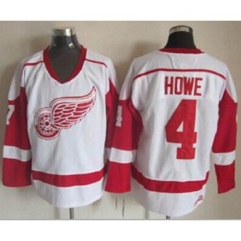 Red Wings #4 Gordie Howe White CCM Throwback Stitched NHL Jersey