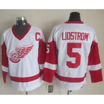 Red Wings #5 Nicklas Lidstrom White CCM Throwback Stitched NHL Jersey Red Wings #5 Nicklas Lidstrom White CCM Throwback Stitched NHL Jersey