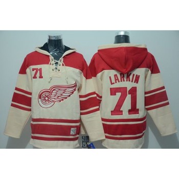 Red Wings #71 Dylan Larkin Cream Sawyer Hooded Sweatshirt Stitched NHL Jersey Red Wings #71 Dylan Larkin Cream Sawyer Hooded Sweatshirt Stitched NHL Jersey