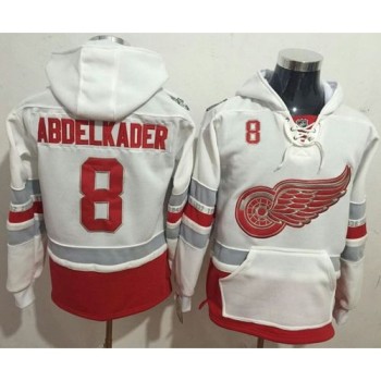 Red Wings #8 Justin Abdelkader White Name & Number Pullover NHL Hoodie Red Wings #8 Justin Abdelkader White Name & Number Pullover NHL Hoodie