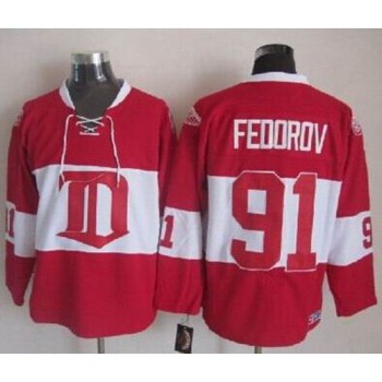 Red Wings #91 Sergei Fedorov Red Winter Classic CCM Throwback Stitched NHL Jersey Red Wings #91 Sergei Fedorov Red Winter Classic CCM Throwback Stitched NHL Jersey
