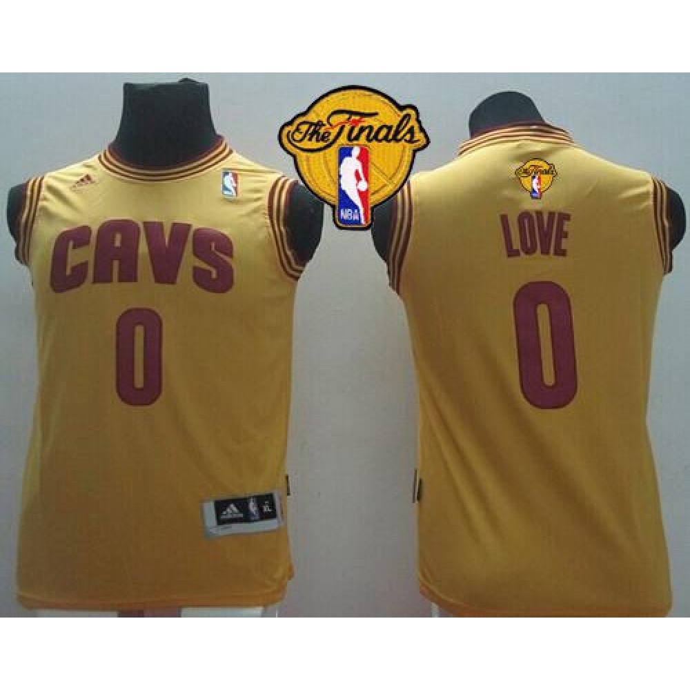 Revolution 30 Cavaliers #0 Kevin Love Gold The Finals Patch Stitched Youth NBA Jersey